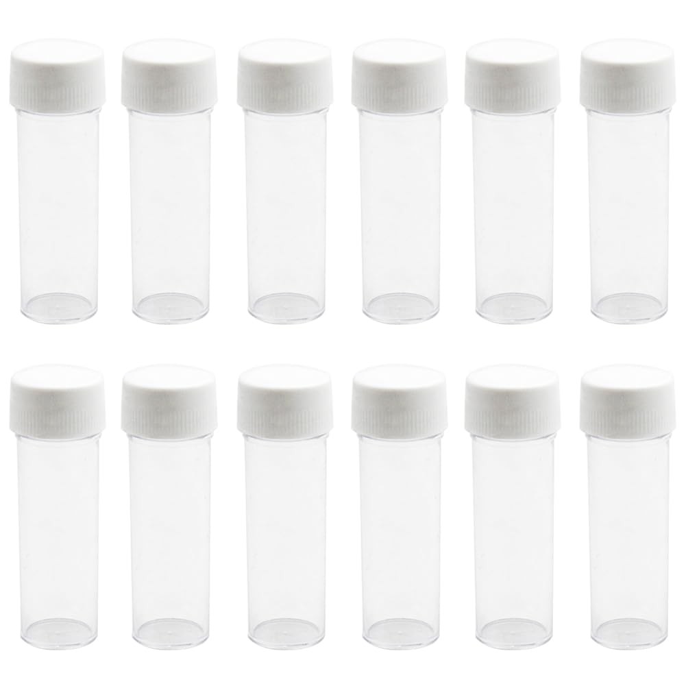 erioctry 25ml Plastic Containers Tubes Vials Sample Container with Screw Cap