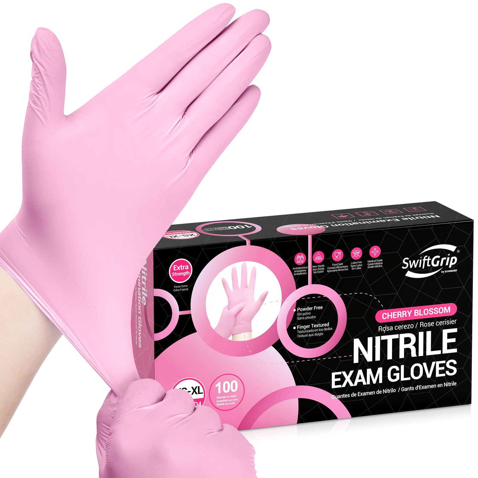 SwiftGrip Nitrile Exam Gloves, 4 Mil, X~Large, Powder Free, 100 Count