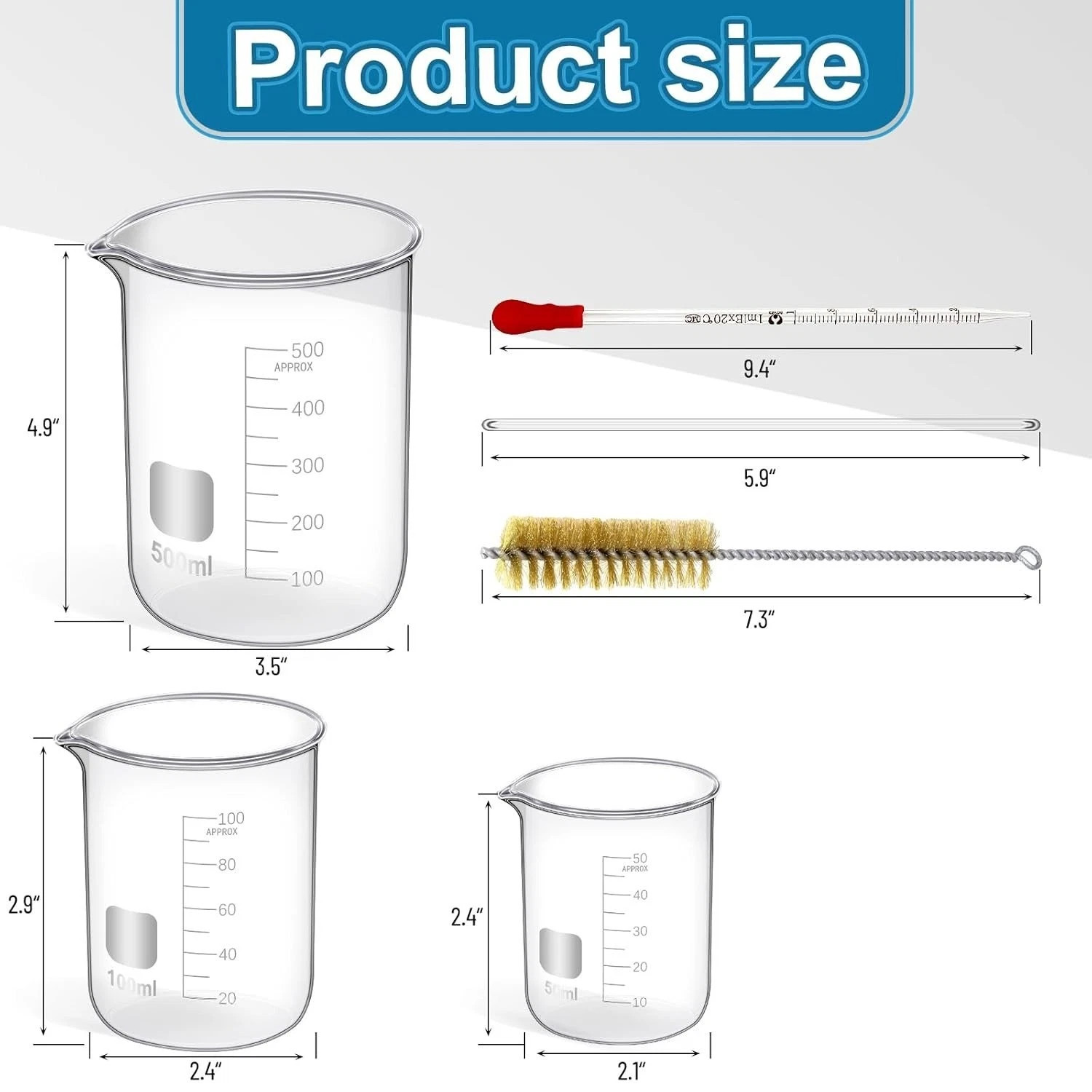 5Pcs/14Pcs Borosilicate Glass Lab Beaker,Graduated Cylinders Measuring Glassware