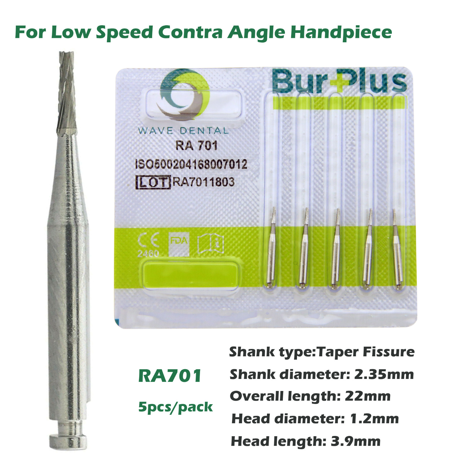 Wave Dental Carbide Burs Latch LA RA 699 701 702 Tapered MIDWEST Low Speed Burr