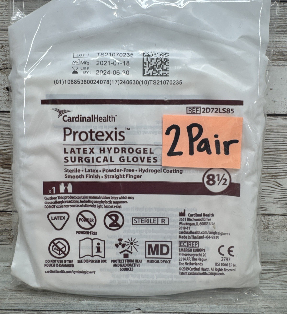 Protexis Latex HYDROGEL Coating Surgical Gloves *2 Pair* Size: 8.5 *See Dates*