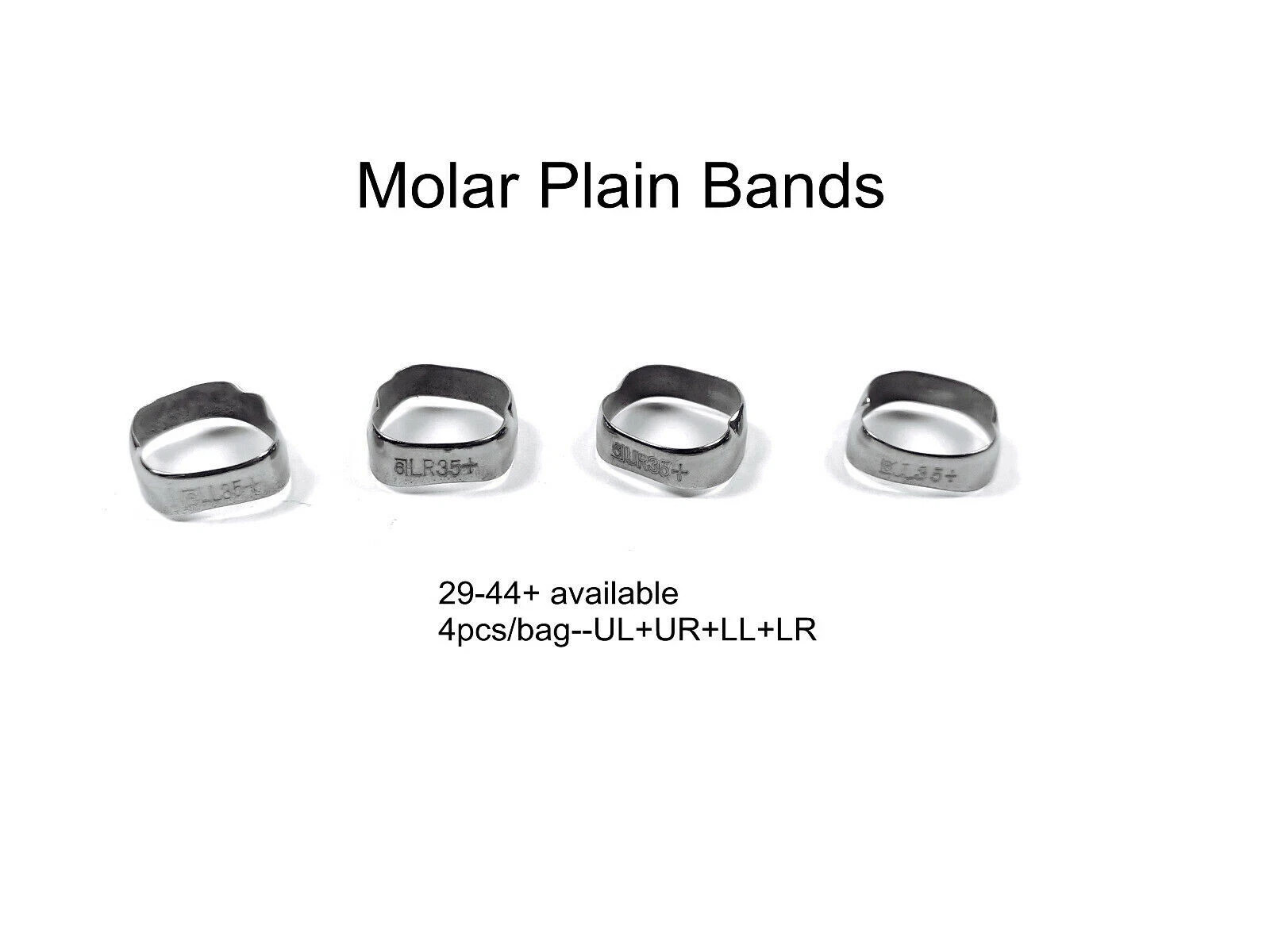 4 Pcs/Kit Ortho Dental 1st Plain Molar Bands/Buccal Tubes Cleats Roth #29-44+