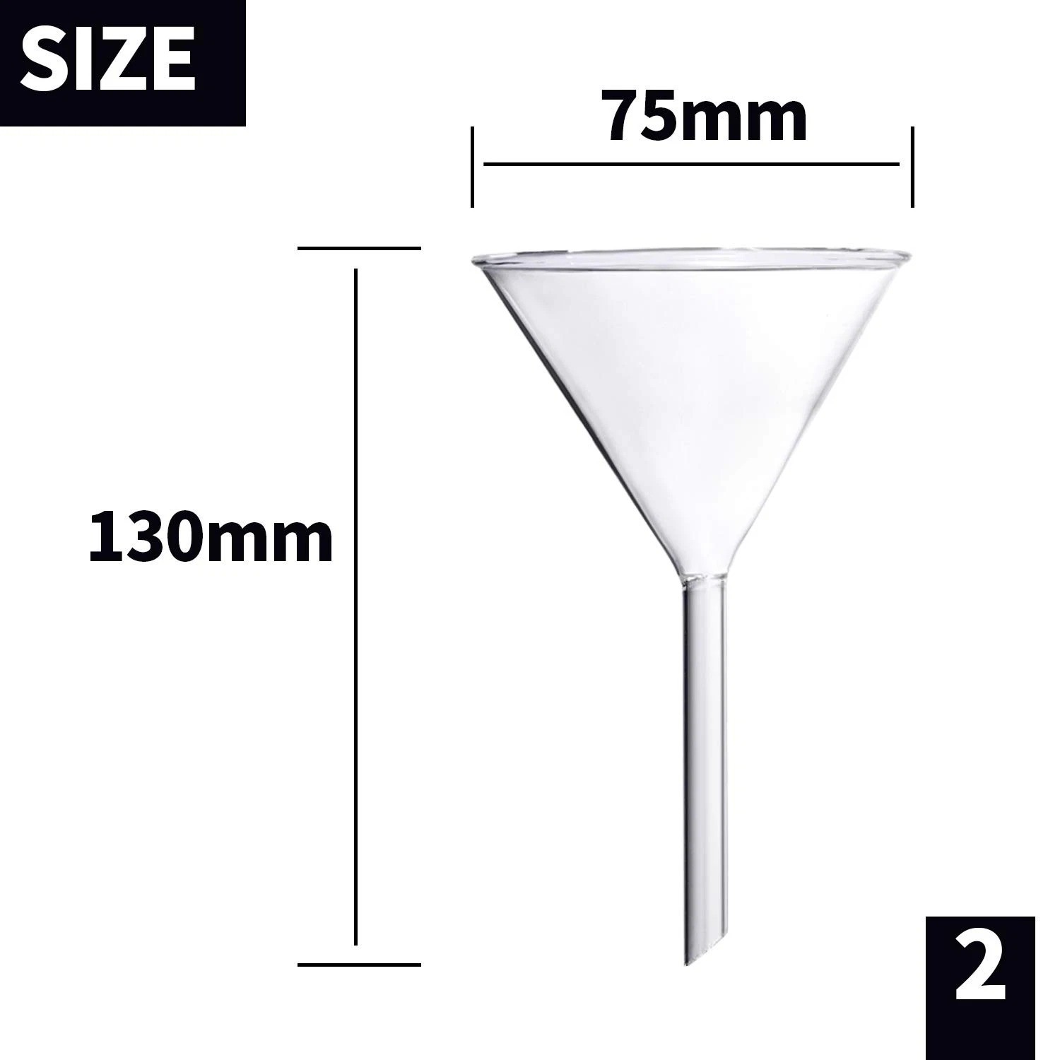 Glass Funnel Set, 4 Pcs Lab Borosilicate Glass Funnels, 100Mm (170Mm Length), 75
