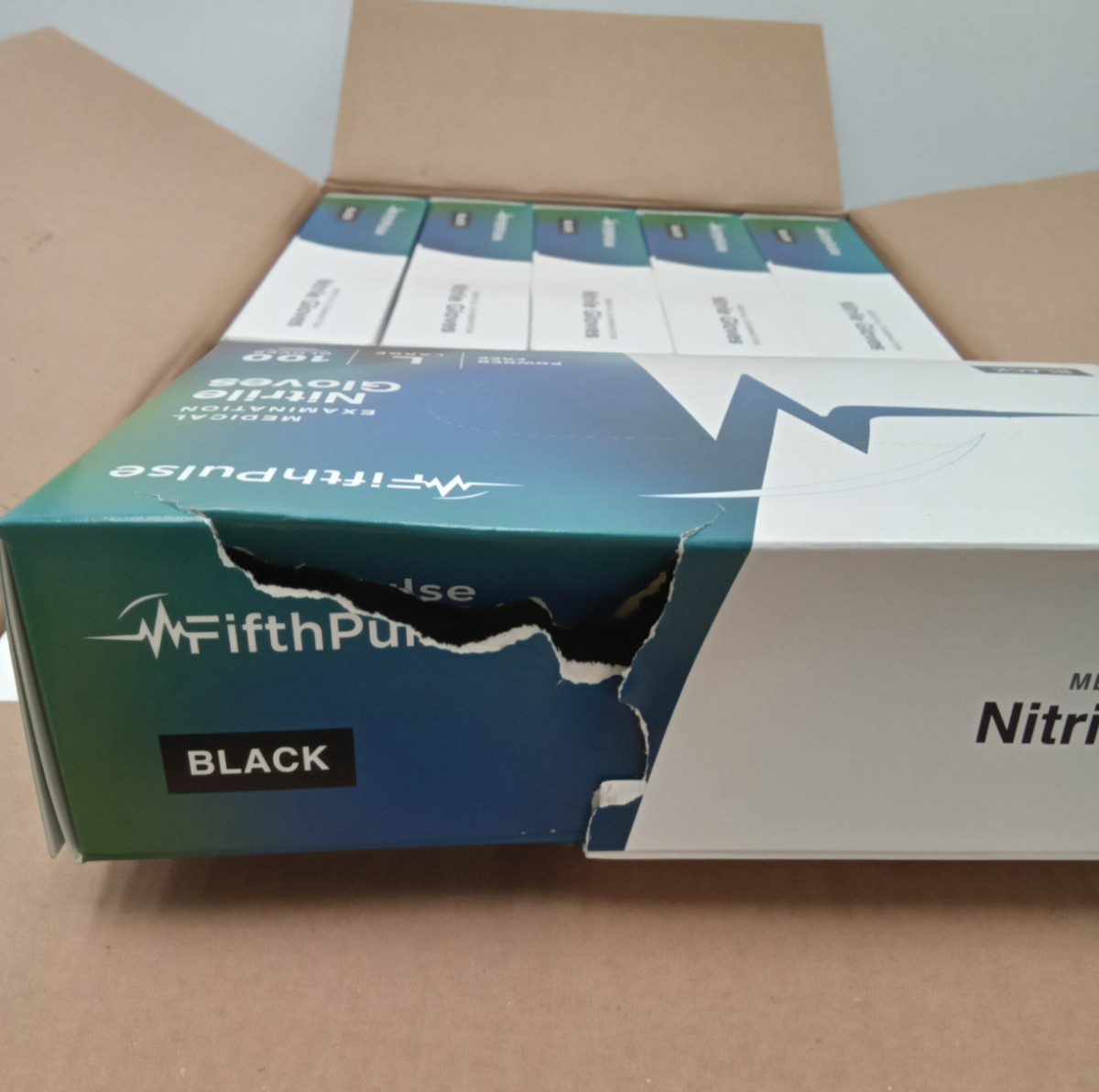 FifthPulse Black Disposable Nitrile Gloves Large, 10 Boxes, 1000 Count, Large