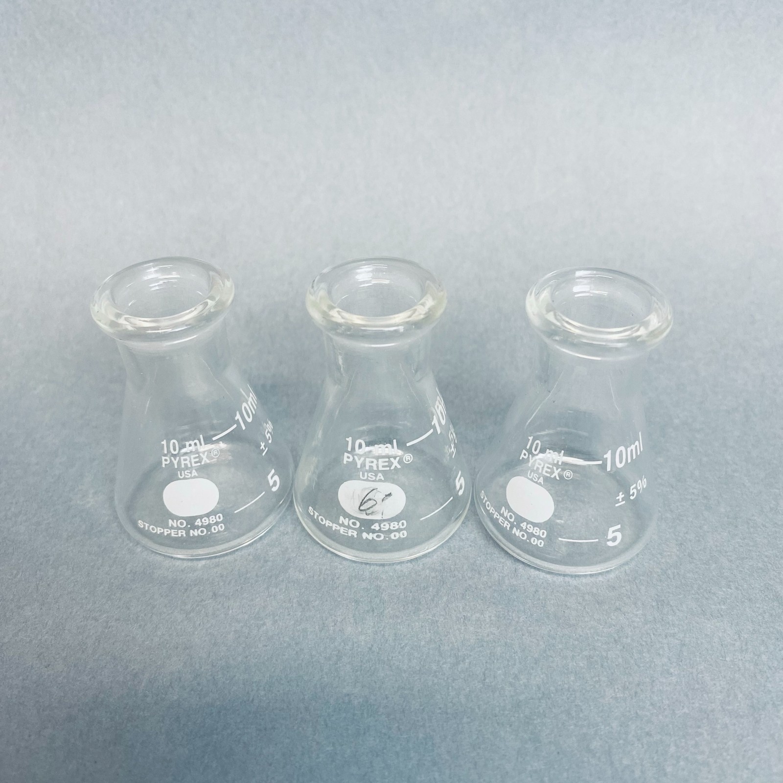 Corning Pyrex Erlenmyer Flask 10 ml Heavy Duty Lot of 3 Flasks