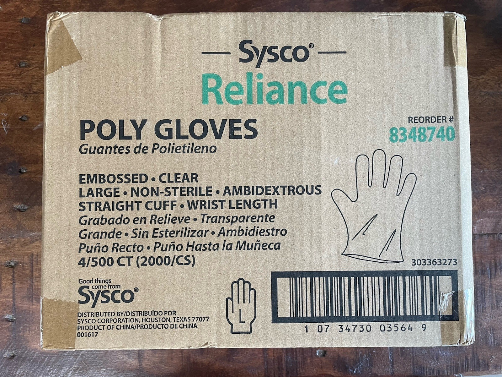 Sysco Reliance Poly Gloves Large Clear Polyethylene Powder-Free 8348740