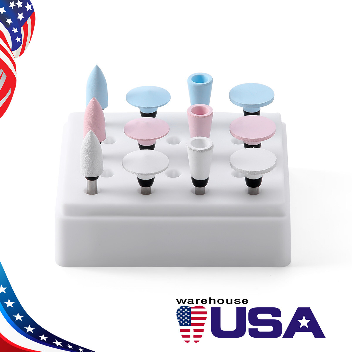 Dental Composite Polishing Burs Kit RA Silicone Polisher 2.35mm 12pcs