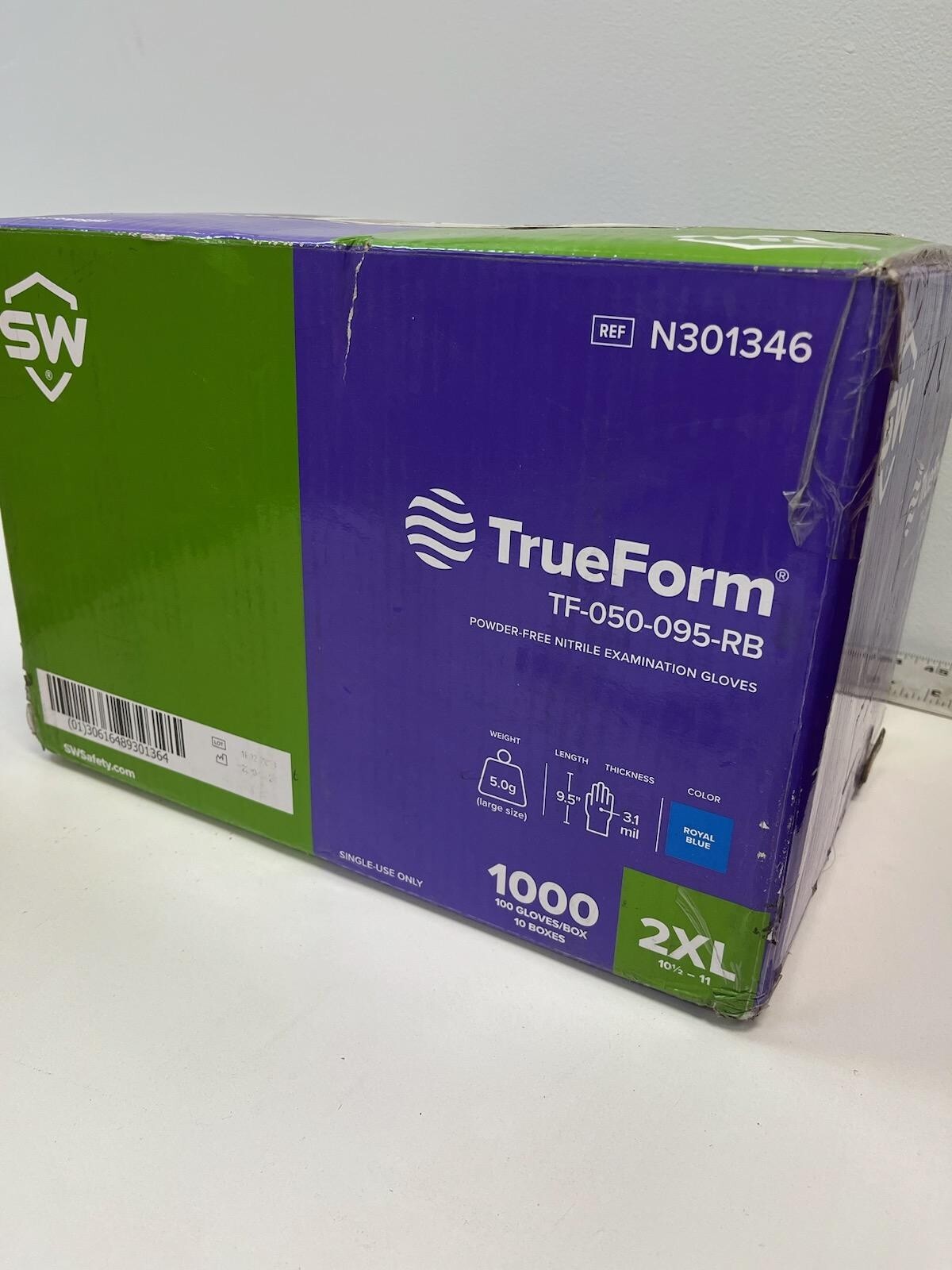TrueForm Powder Free Nitrile Gloves in Royal Blue – 10 Boxes of 100 (SIZE 2XL)