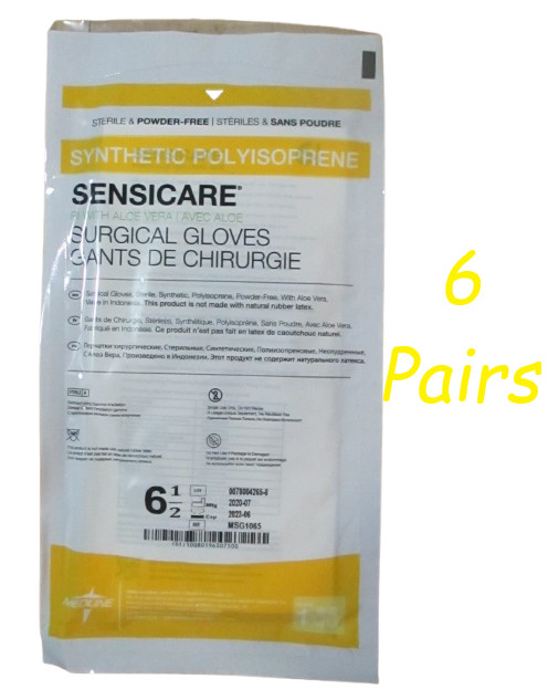 6 – Medline Sensicare PI Polyisoprene Surgical Glove w/Aloe Vera Sz 6.5