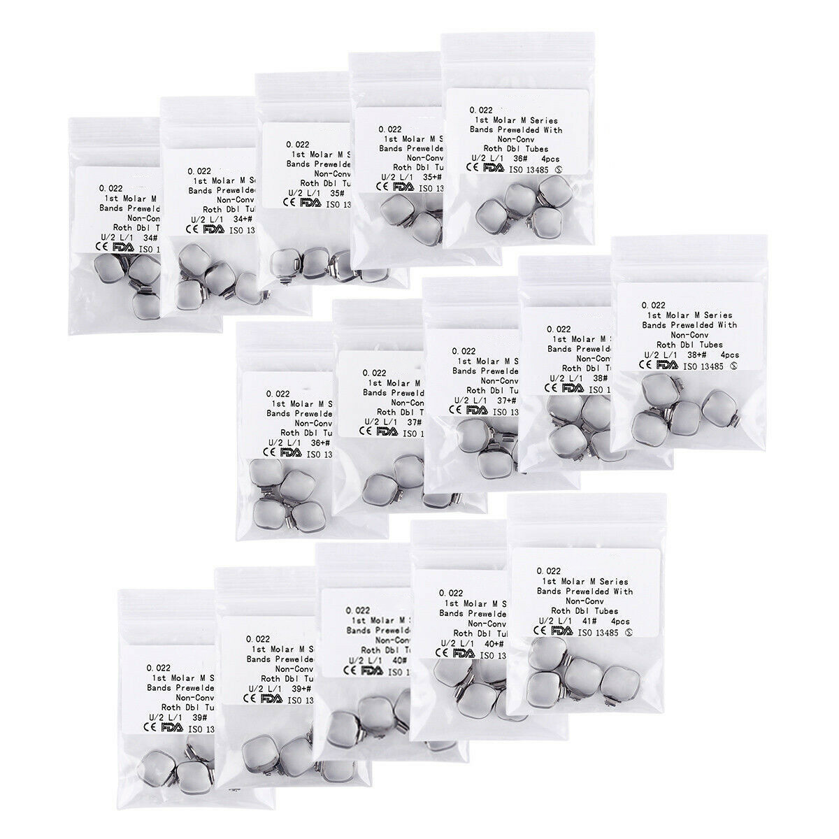 10 Packs Dental Orthodontic Buccal Tube Bands Roth 022 UL/UR/LL/LR U2/L1