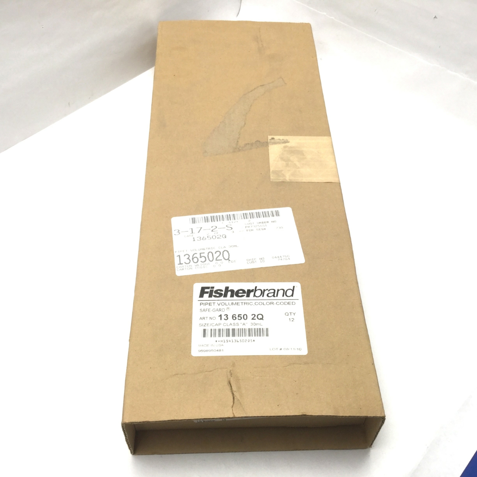 Case Of 12 Fisher Brand 13-650-2Q Reusable Class A Volumetric Glass Pipets 30mL