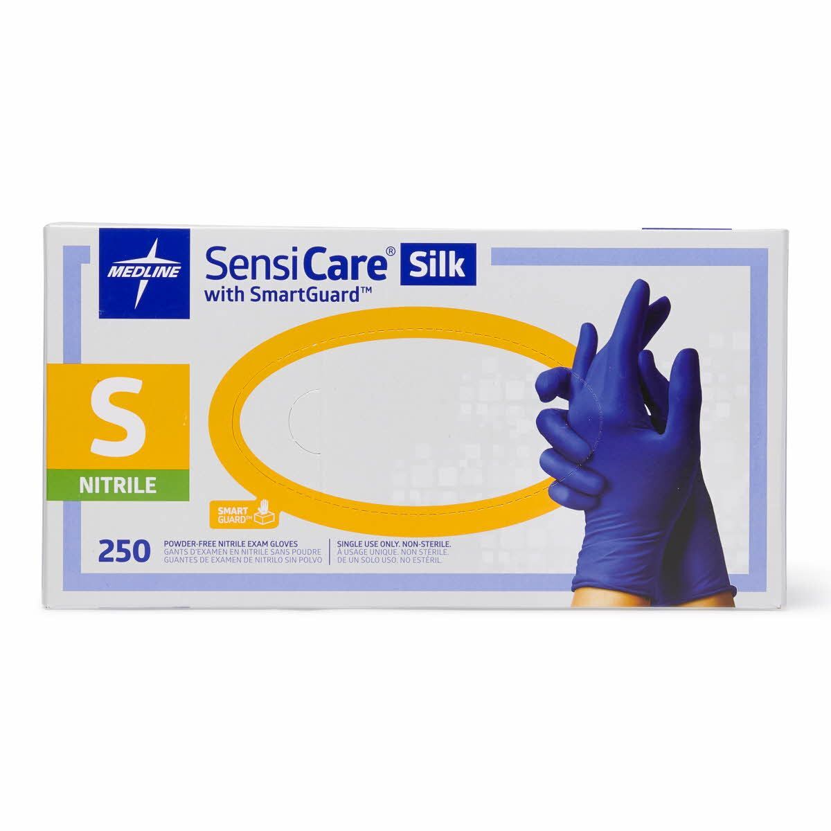 Medline SensiCare Silk Powder-Free Nitrile Exam Gloves – Small – 250 Pack (/G…
