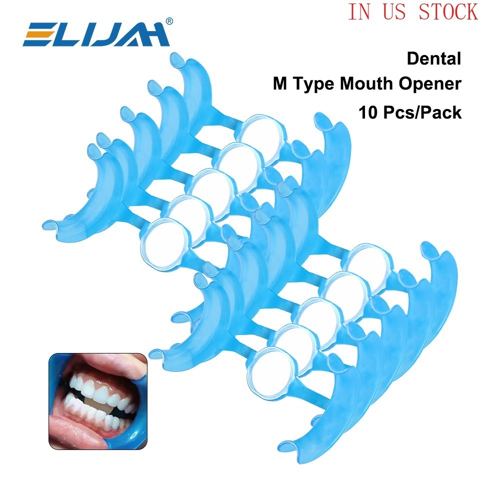 10Pcs/box Dental M Type Intraoral Cheek Retractor Lip Mouth Opener w/Mirror Blue