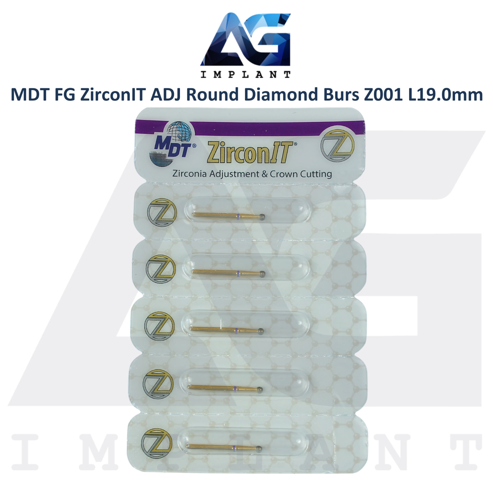 MDT Dental FG ZirconIT ADJ Round Diamond Bur Z001 L19.0mm Ceramic Restorations