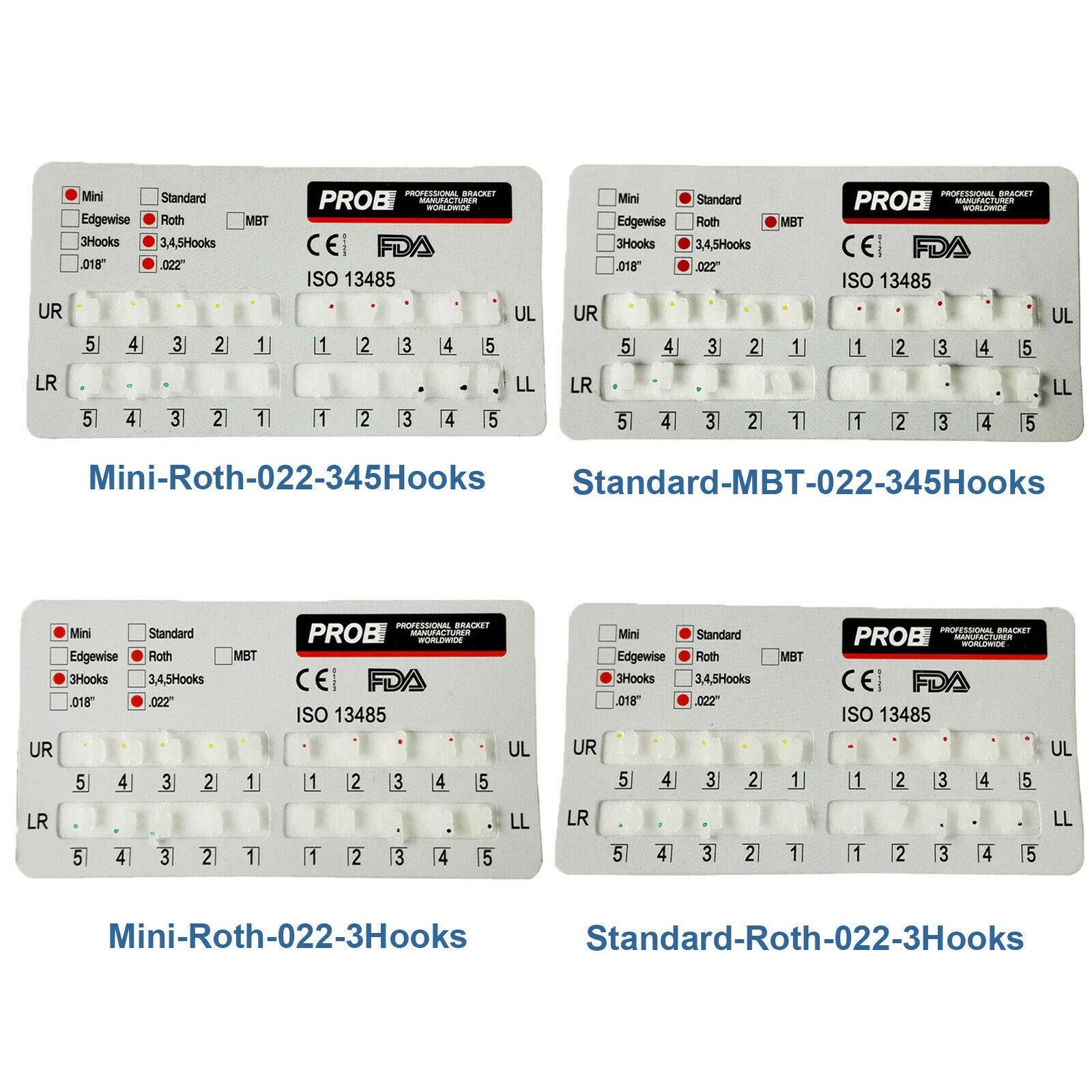 PROB Orthodontic Dental Bracket Ceramic Braces Standard/Mini Roth/MBT 022 3/345H