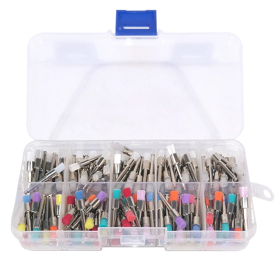 200pcs Mixed Dental latch type prophy polishing brush flat tapered Brushes types