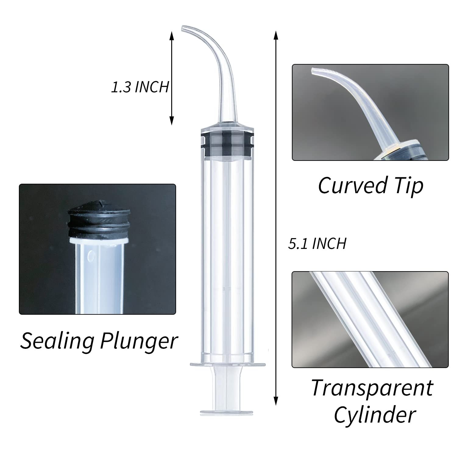 Wisdom Teeth Syringe, 5 Pack Irrigation Dental 5 Pack, Curved-No Measurement