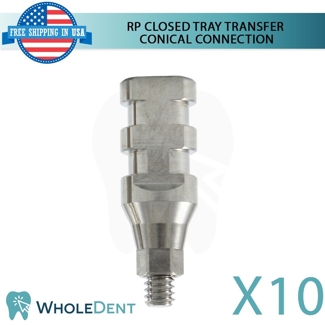 10x Dental Transfer Impression Coping Closed Tray Regular Conical Hex 2.65mm