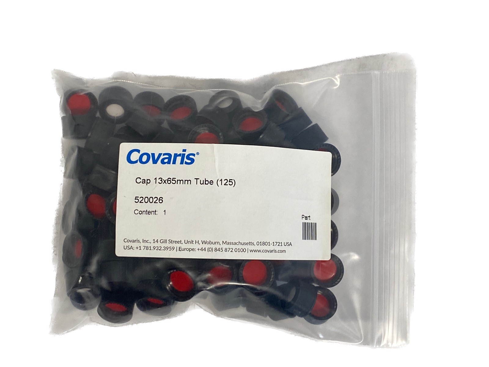 (125/Pk) COVARIS Black Screw Caps for 13x65mm Tubes 520026