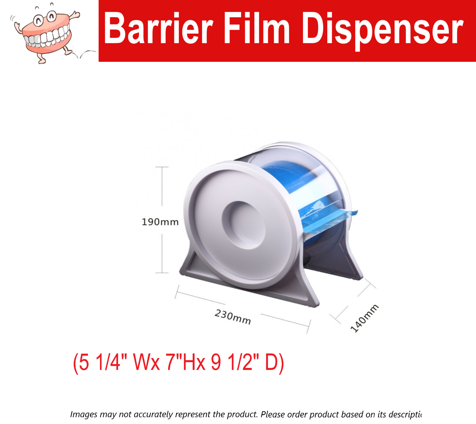 Dental Barrier Film Dispenser Barrier Film Holder – White, Non-Slip Base