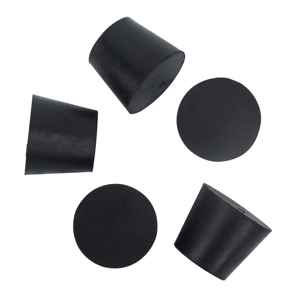 5 Pack Size #7 Solid Black Tapered Rubber Stoppers 37x28x30mm Lab Plugs
