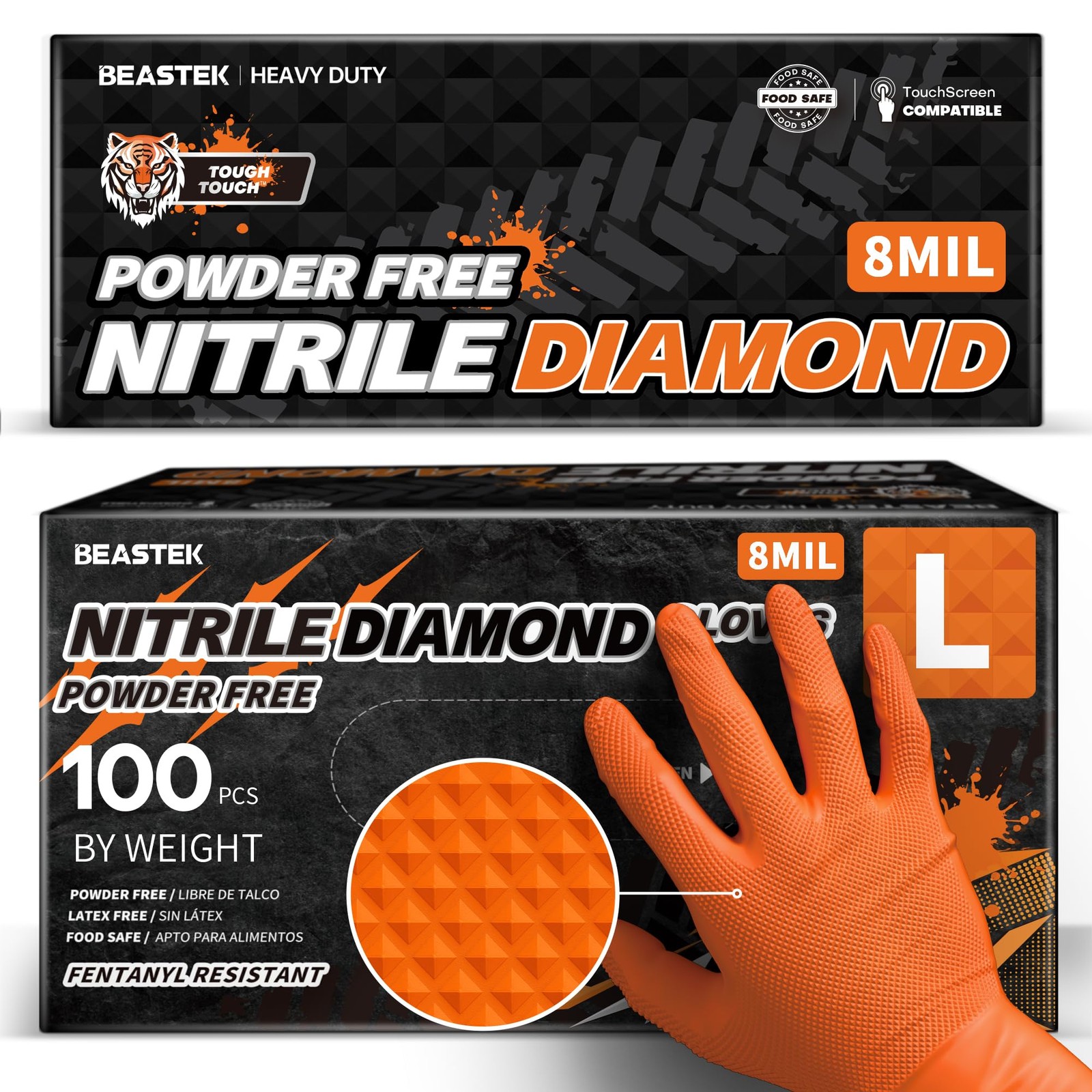 Beastek Nitrile Disposable Gloves 8Mil Latex & Powder Free Chemical Resistant…
