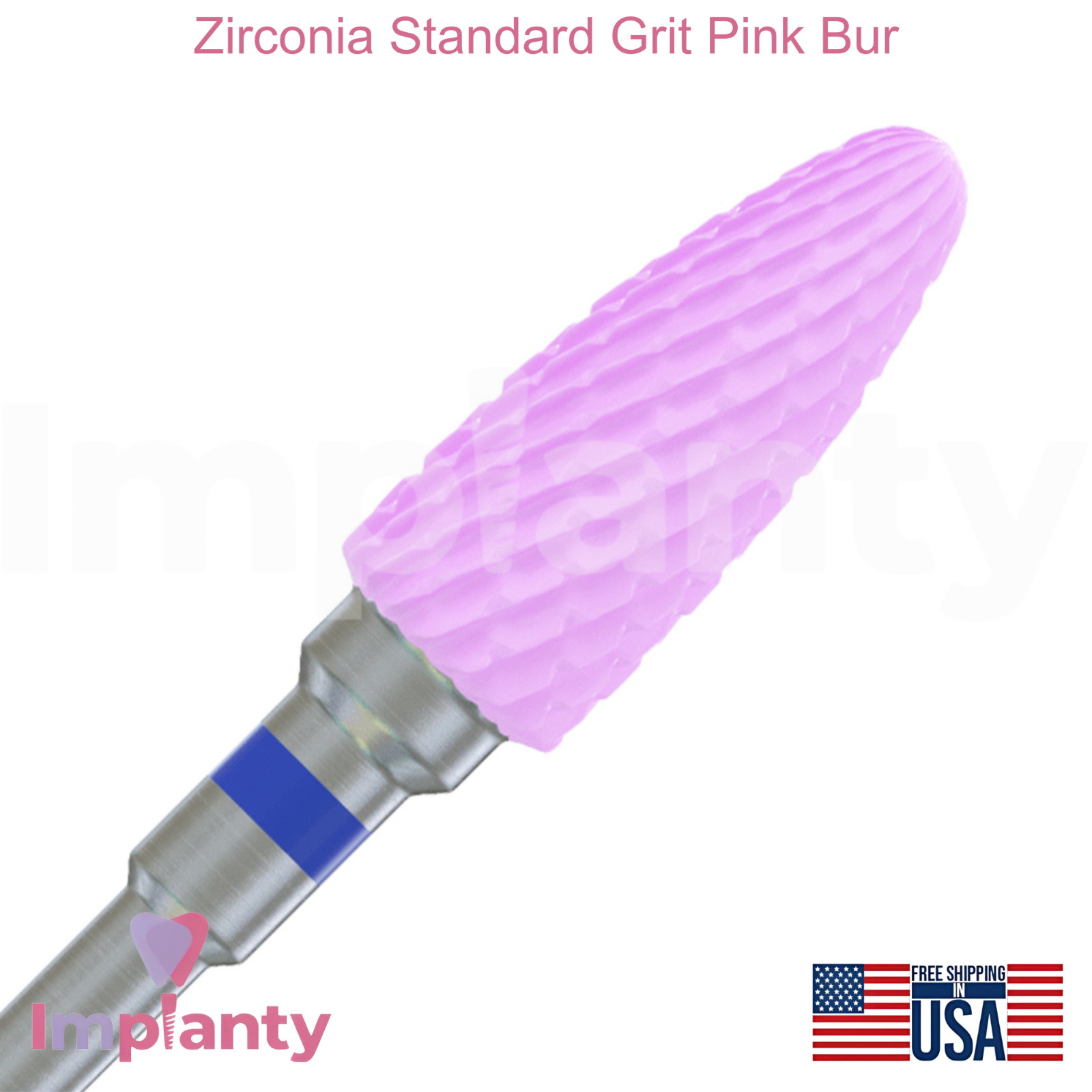 Zirconia Standard Grit Pink Dental Bur Cross Cut Cone 6420501 Ø6.0mm x 14.5mm