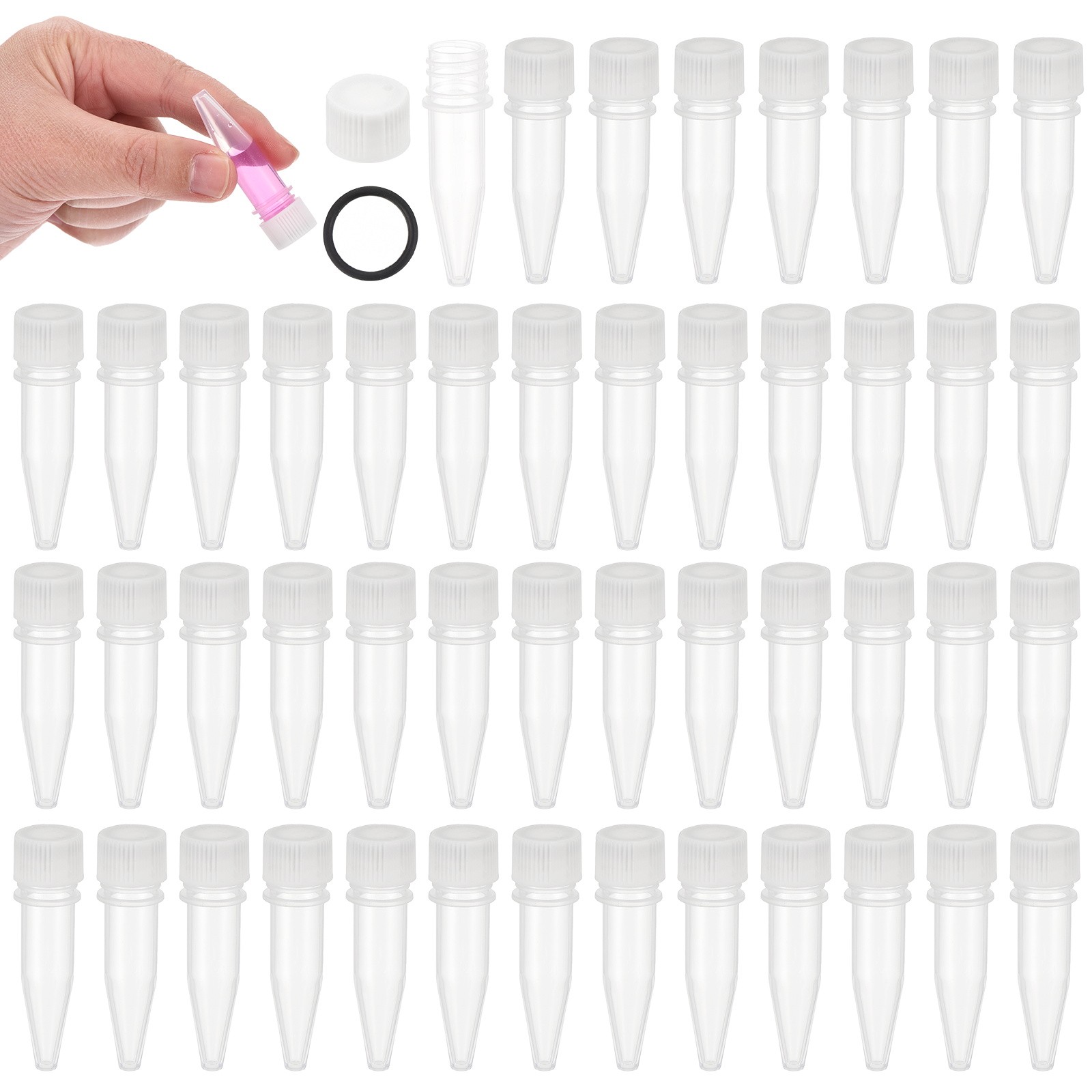 1.5mL Plastic Cryogenic Vial, 48Pcs Cryogenic Storage Tube White Clear