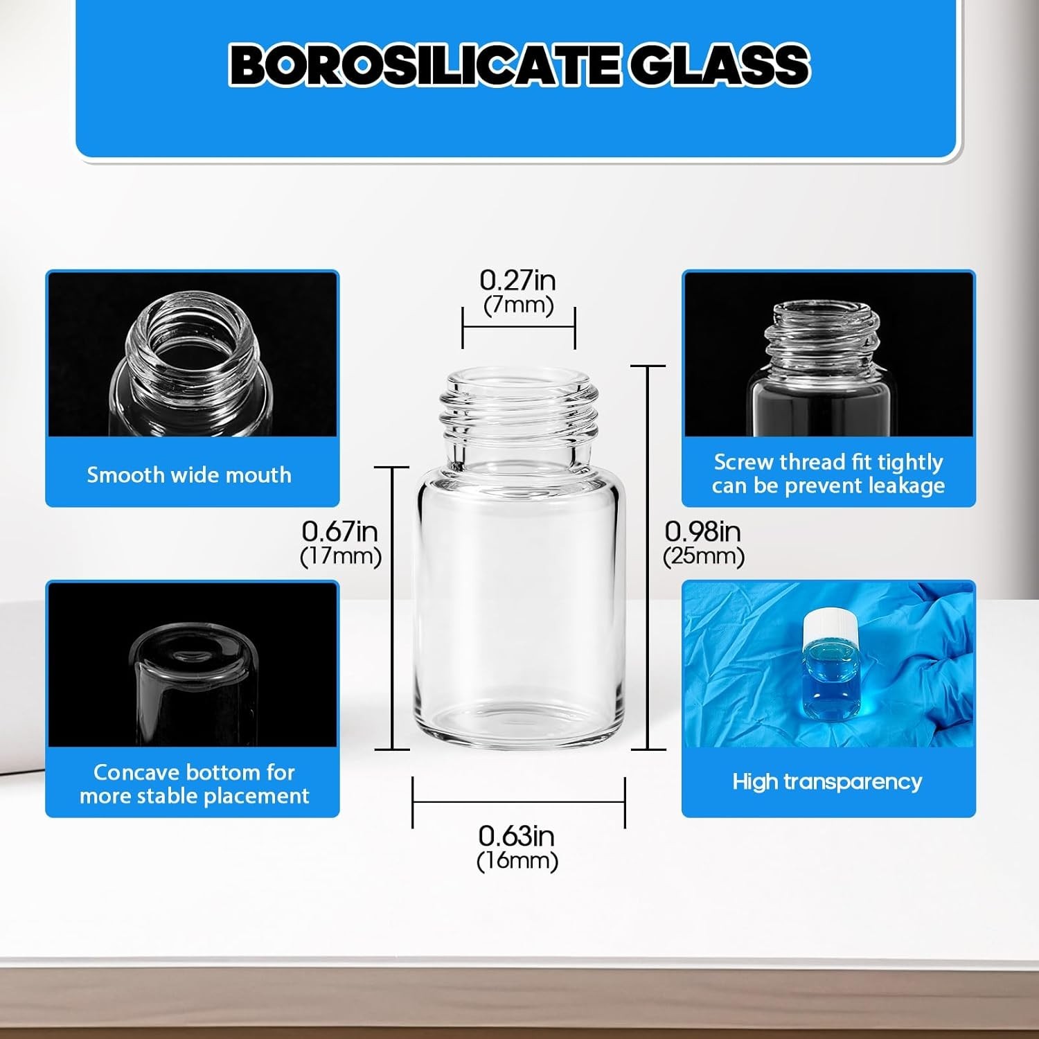 Reusable 2ml Borosilicate Glass Vials with Screw Caps – Leak-Proof Convenience