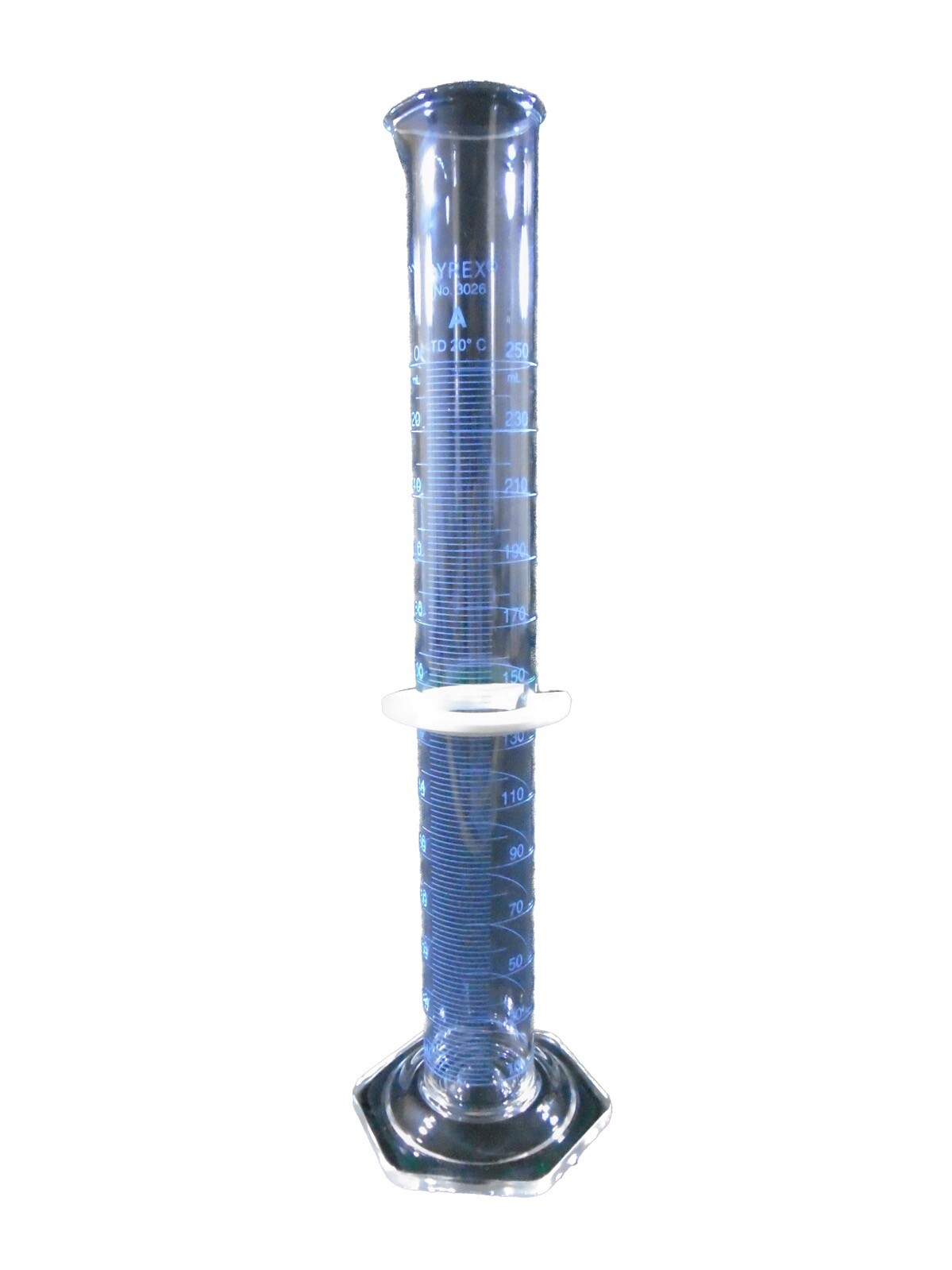 PYREX Glass 250mL Blue Double Metric Graduated Cylinder TD 3026-250 1/Pk