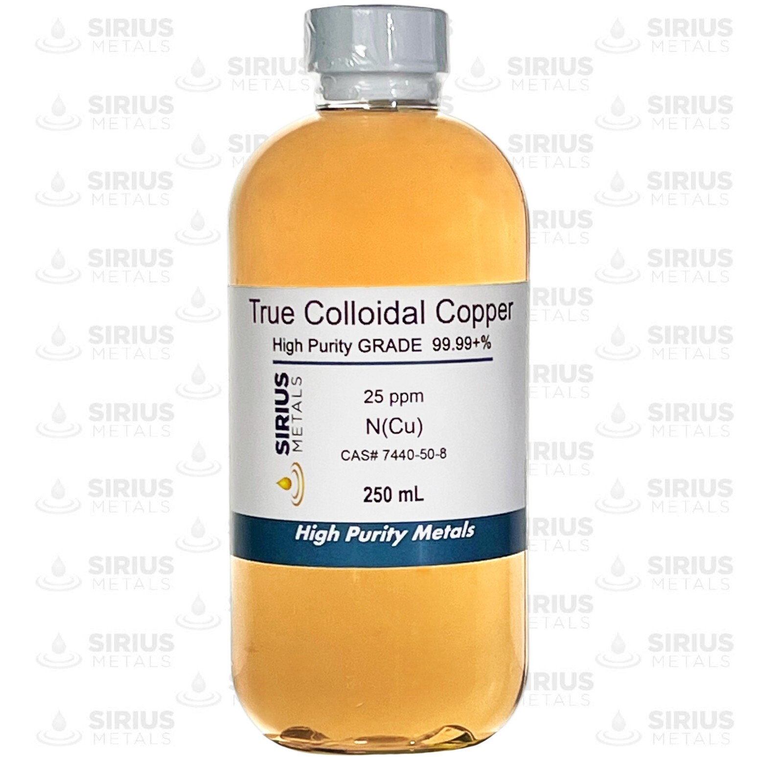 True Colloidal Copper 25 ppm 250 mL in BPA Free plastic bottle