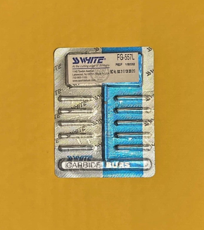 SS White Dental Burs FG 1556, 1557, 1558, 57L, 556L, 557L, 558L 10/pack