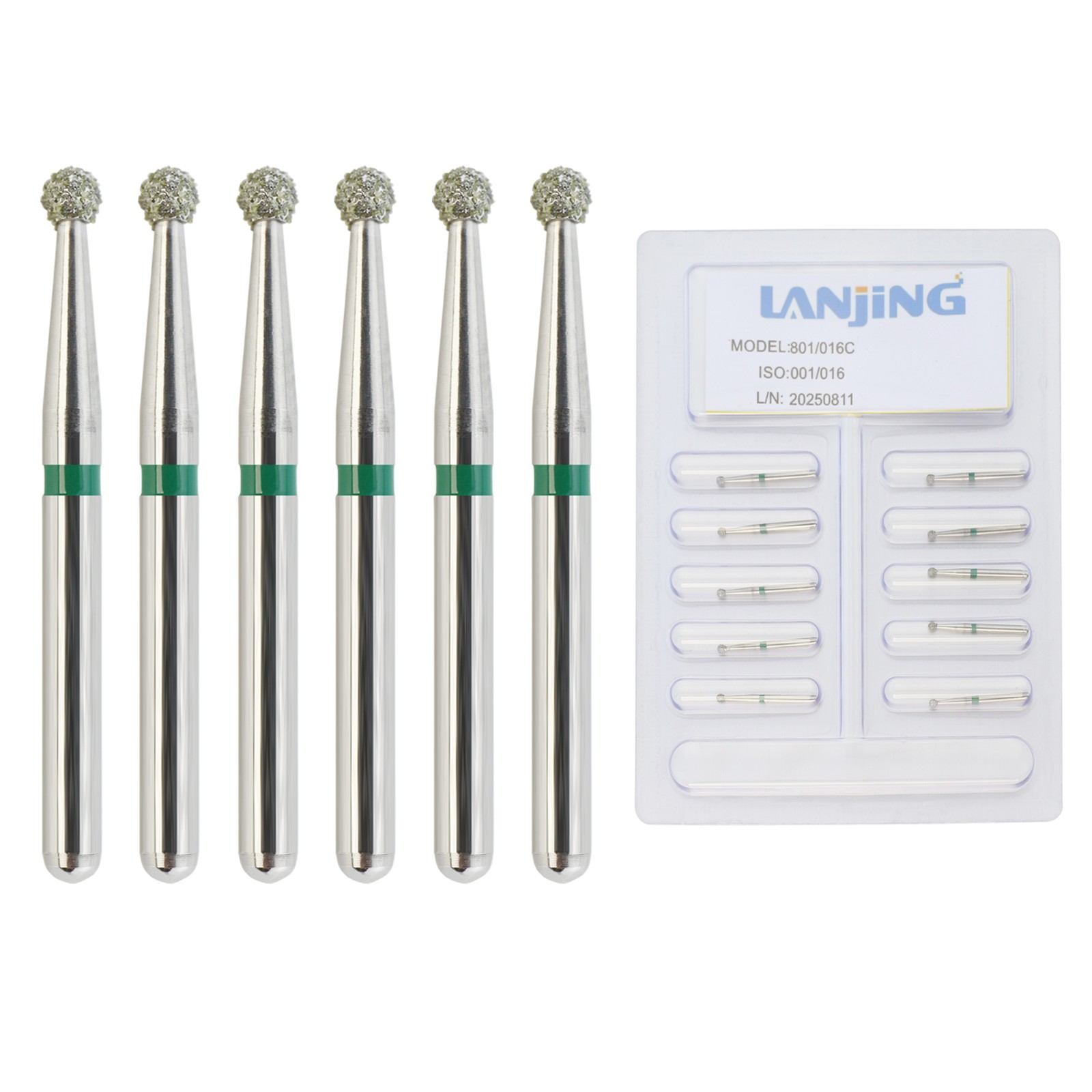 Dental Diamond Burs Round Ball Multi-Use Friction Grip Bur Coarse Burs 801/016C
