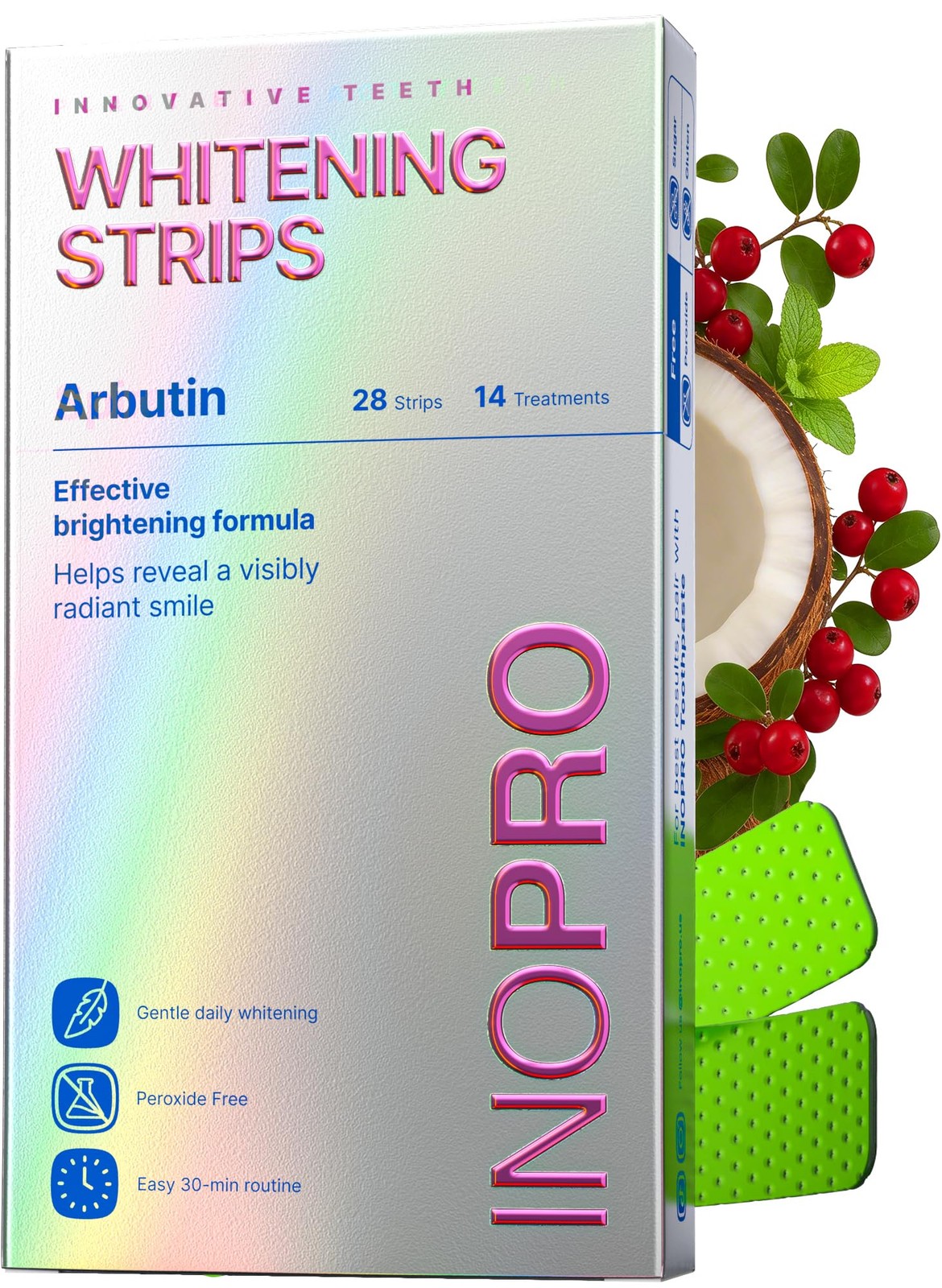 InoPro Teeth Whitening Strips 14 Treatments Kit – 28 Count (Pack of 1), Green