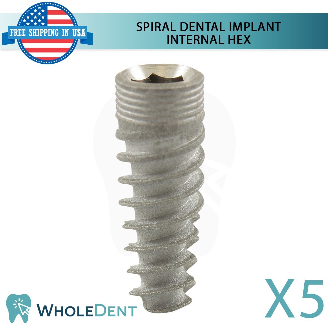 5x Dental Spiral Instrument Tool Int Hex 2.42mm Titanium Sterile Anodized
