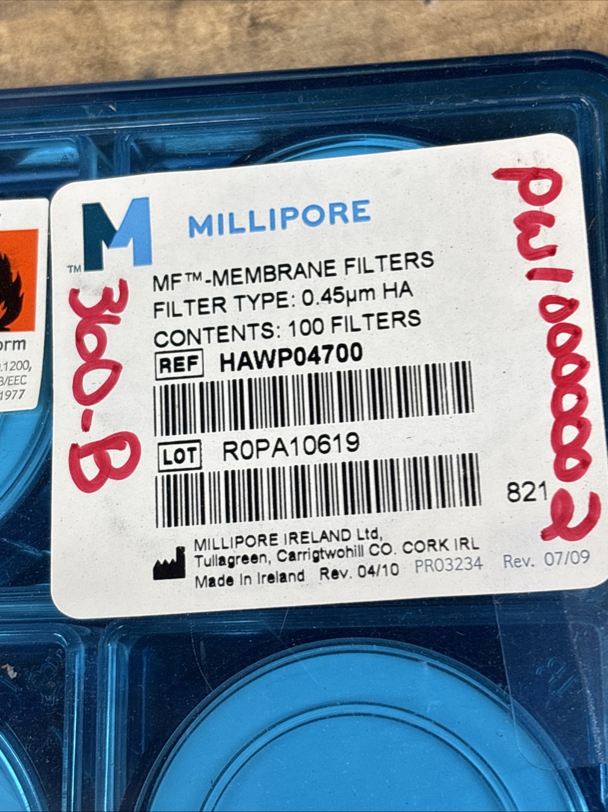 NEW Millipore HAWP04700 Membrane Filters, Mixed Cellulose Esters, 0.45um 100/pk