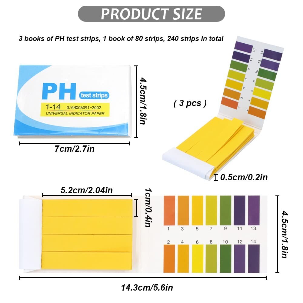 Tiras reactivas de Ph, tiras reactivas de Ph de papel tornasol Ph 1-14