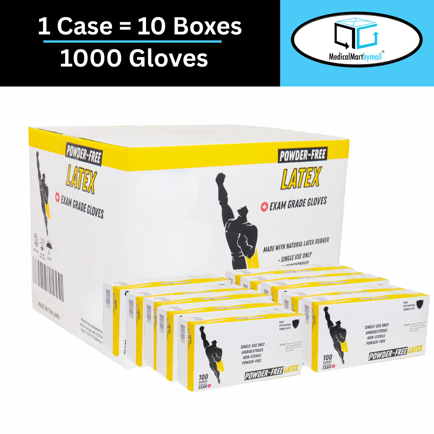 [1000 Pieces] Latex Gloves Powder-Free, 4.5 Mil, Non-Vinyl, Hand Glove – Small