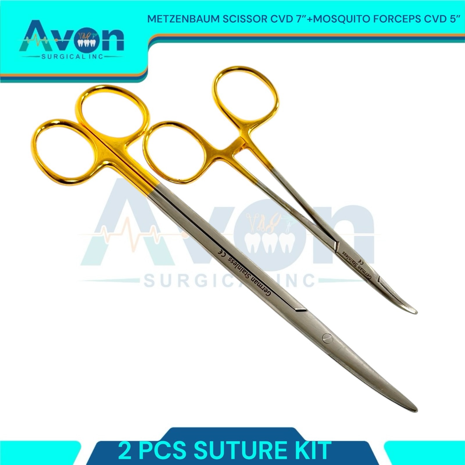 Premium Curved Suture Kit Metzenbaum Scissors 7″ & Mosquito Forceps 5″ (2PK)