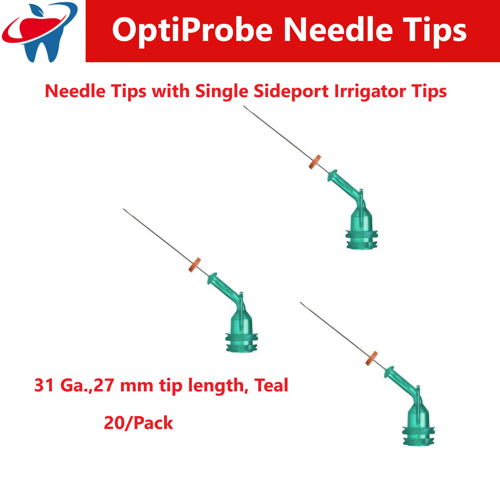 Dental Tips with Single Sideport Irrigator Tip, 31 Ga.,27 mm 20/pk