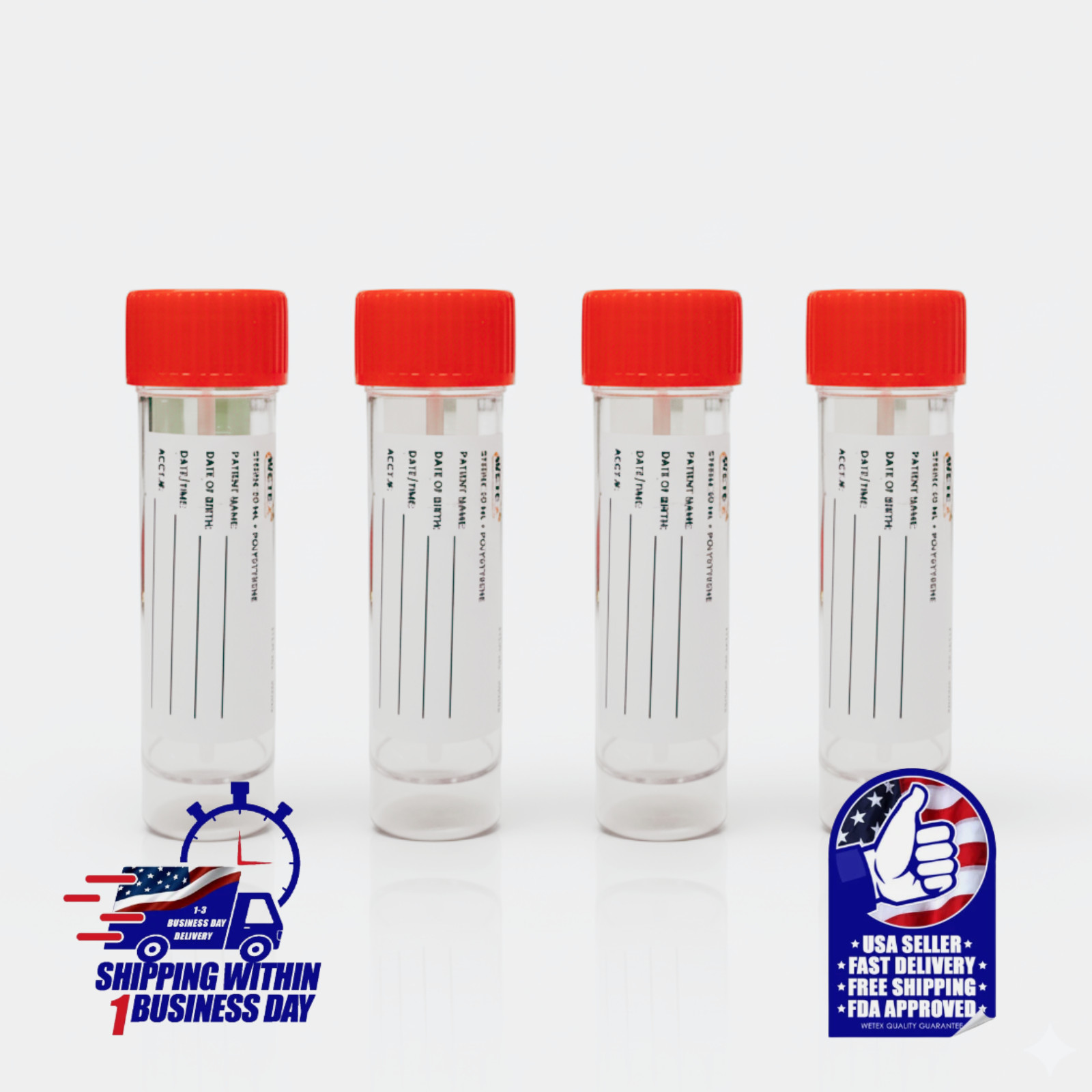 Stool Specimen Container – Sterile, Clear-Red Cap, 30mL
