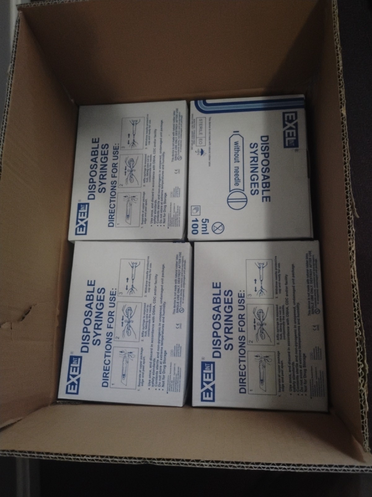 Exel Luer Lock Tip Syringe Without Needle 10ml, Case Of 8 Boxes, 100 Per Box