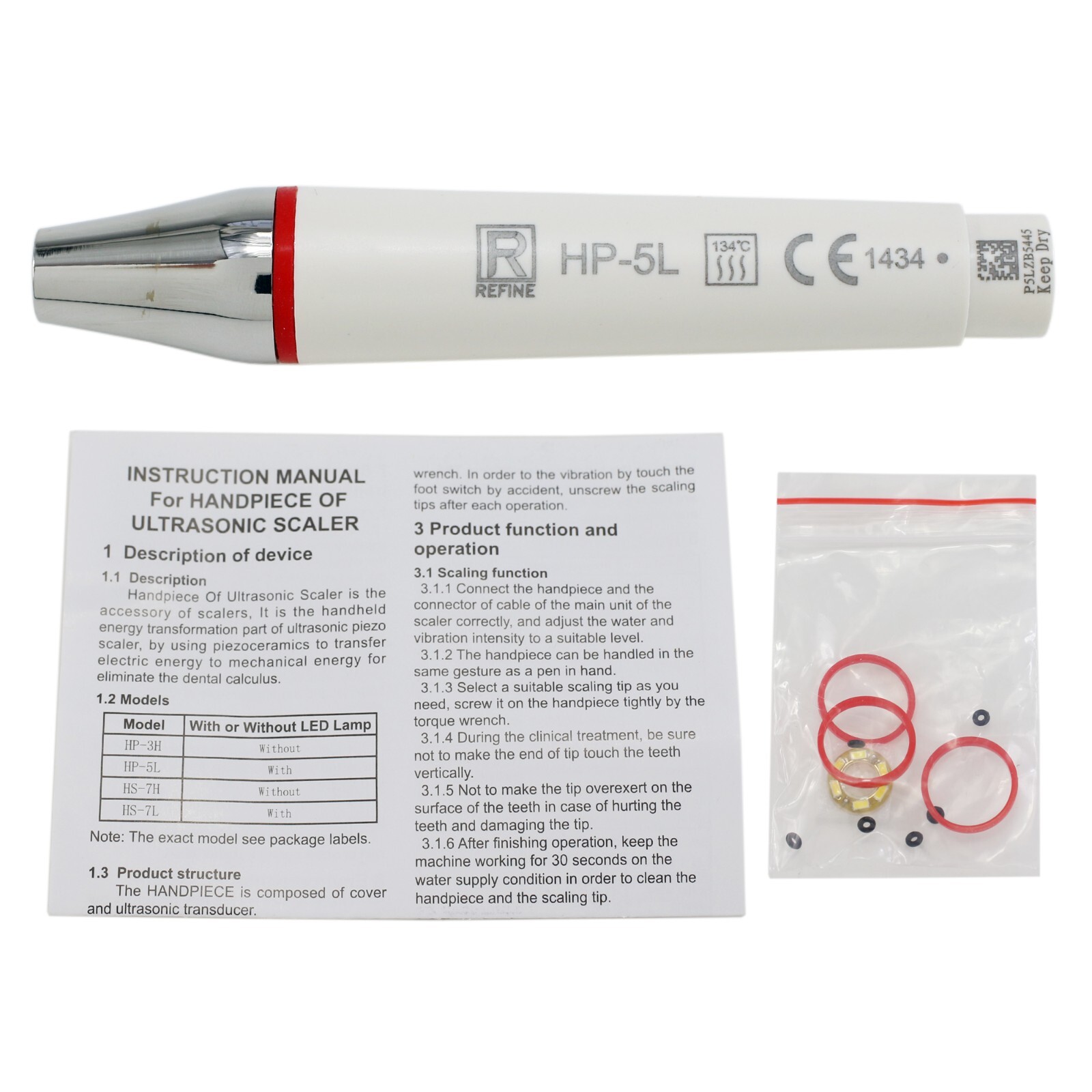 Dental EMS PIEZON LED Ultrasonic Handpiece Woodpecker Tip For PIEZON 250 AIRFLOW