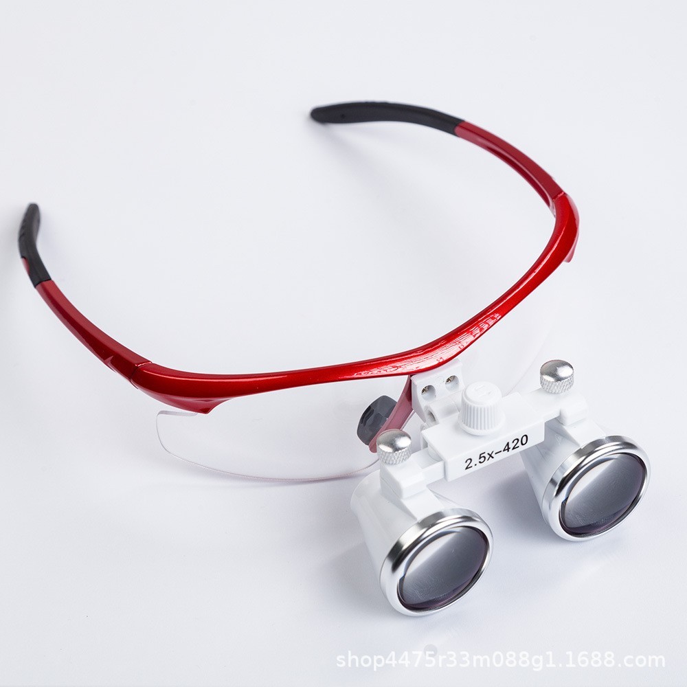 Dental Magnifying Glass 2.5x/3.5x Magnification Head-Mounted Loupe w/LED Light