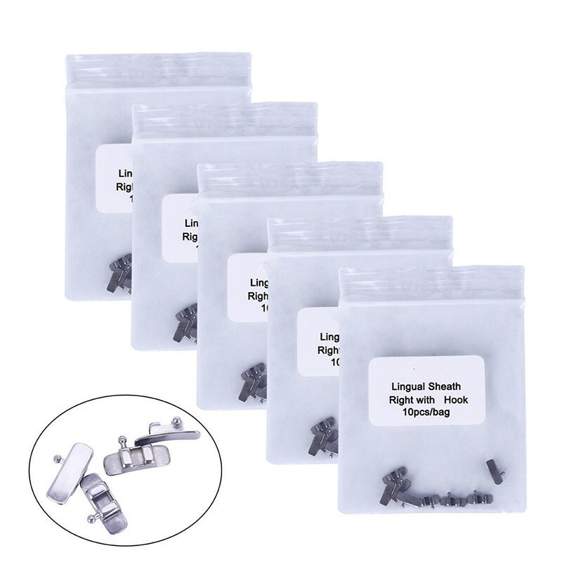 10 Pcs/Pack Dental Ortho Stainless Steel Lingual Sheath Left / Right/ No Hook