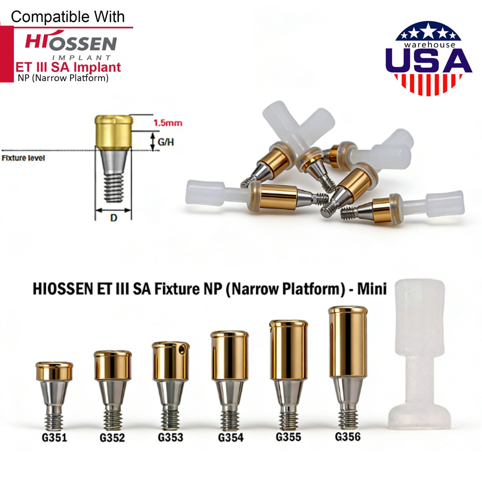 US Dental Tapered Locator Overdenture Abutment Fit Hiossen Nobel Biocare Zimmer
