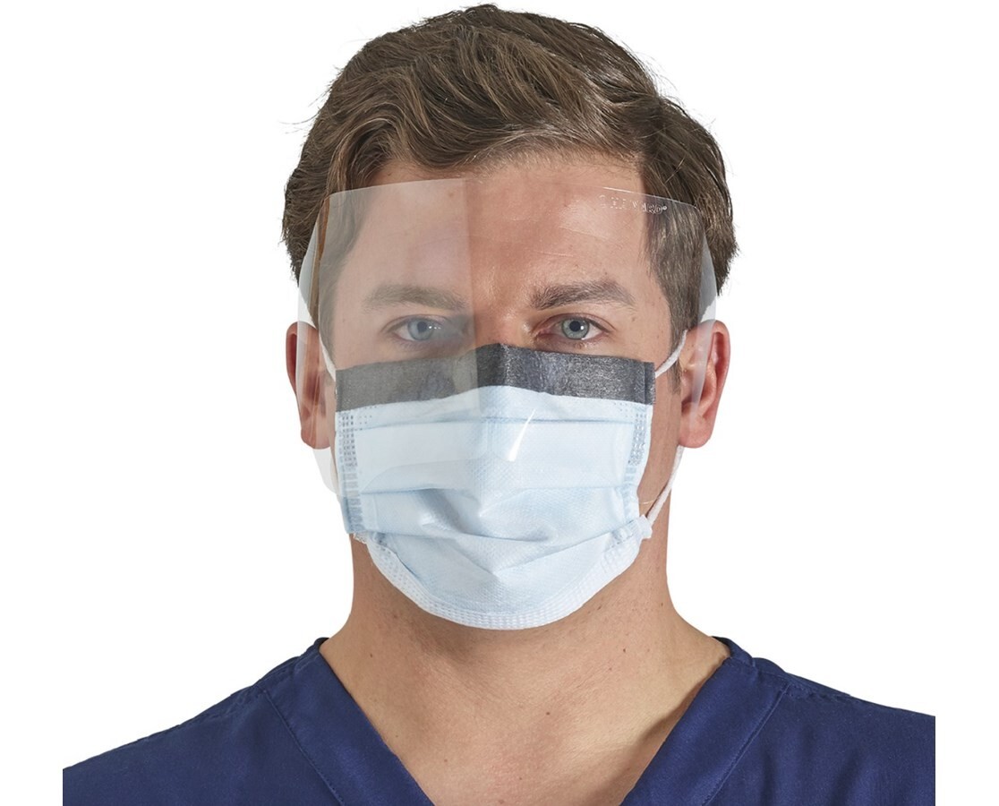 Halyard 00146 Level 3 Fog-Free Mask, WrapAround Visor, Blue, 100/Case