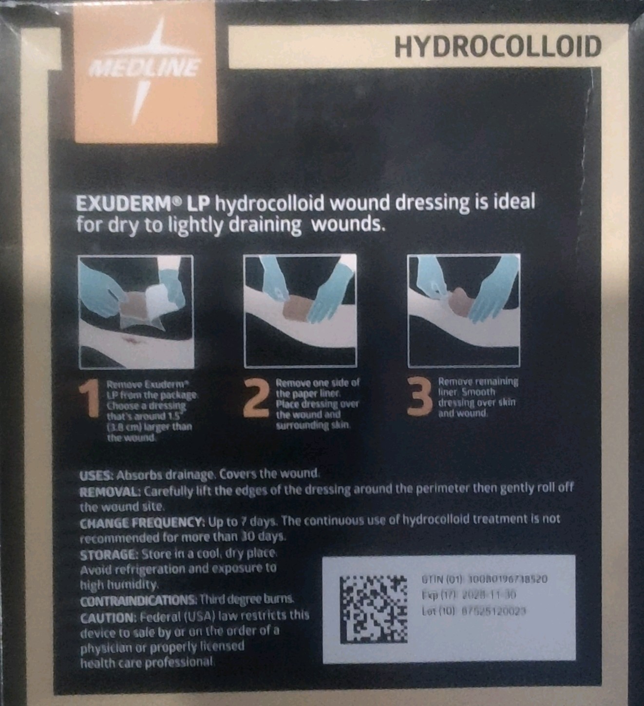 Medline Exuderm LP Hydrocolloid Dressing 4x4in 10pcs