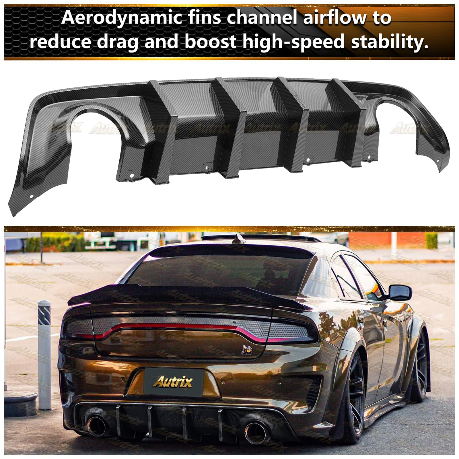 Rear Bumper Diffuser for 2020-2024 Charger Widebody SRT Hellcat Carbon Fiber