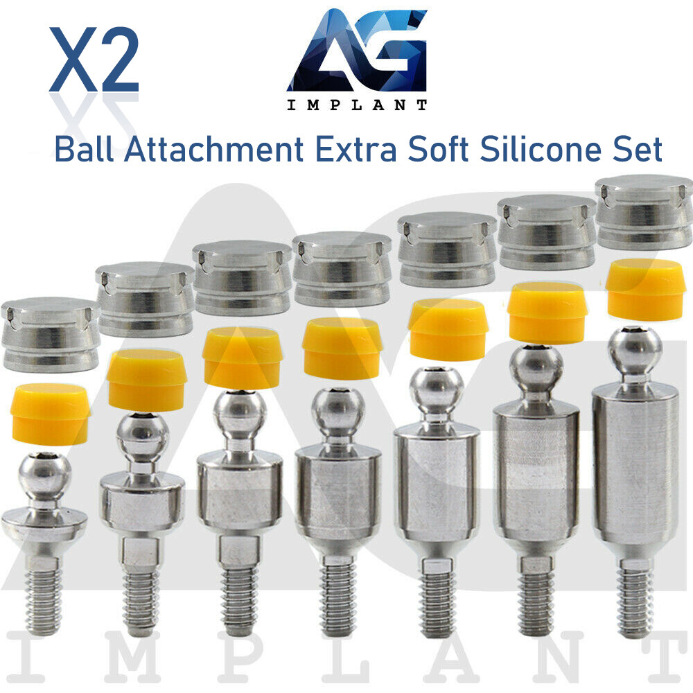 2 Straight Ball Attachment Abutment Extra Soft Set Dental Fixtures Hexagon 2.42